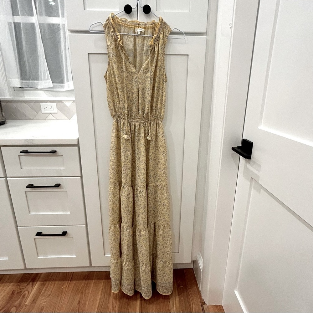 Yellow Bohemian Floral Sleeveless Maxi Summer Dress